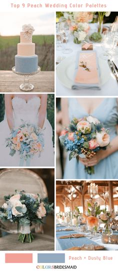 wedding color palettes with peach and dusty blue