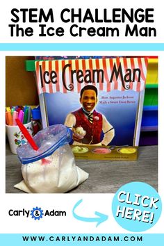 Make ice cream while teaching your elementary students the Scientific Method with this 4th grade back to school STEM challenge by Carly and Adam! This STEM challenge is designed as a companion to Ice Cream Manby Kim Freeman and Glenda Armand. This challenge and over 500 others are available in the STEM Teachers Club Membership. Click for your $5 off coupon code. Back To School Stem, Family Science Night, Stem Lessons, Homeschool Stem, Elementary Stem, Making Ice Cream, Steam Challenges