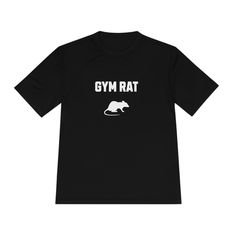 Showcase your dedication to hitting the gym with our "Gym Rat" t-shirt. With highly breathable, moisture-wicking polyester, this lightweight tee is the perfect option for your next workout. .: Material: 100% polyester .: Extra light fabric (3.8 oz/ yd² (129 g/m .: Regular fit .: Tear away label Moisture-wicking Comfortable Fit Short Sleeve T-shirt, Sporty Dri-fit T-shirt For Gym, Sporty Dri-fit T-shirt For Workout, Basic Go-dry T-shirt For Workout, Sporty Moisture-wicking Athletic Fit T-shirt, Black Sweat Resistant T-shirt For Workout, Dri-fit T-shirt For Sports Events, Functional Dri-fit T-shirt For Sports, Technical Black Activewear With Graphic Print