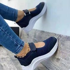 Women Platform Shoes, Sneakers Blue, Wedge Sneakers