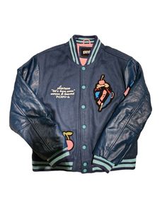 Hard to find! Act fast!! Billionaire Boys Club IceCream mens L varsity bomber jacket coat wool leather. Men's Luxury Varsity Jacket, Baseball Collar Outerwear With Patches For Fall, Fall Outerwear With Patches And Baseball Collar, Luxury Classic Men's Varsity Jacket, Fall Leather Jacket With Baseball Collar For Streetwear, Leather Varsity Jacket With Baseball Collar For Winter, Leather Outerwear With Baseball Collar For College, Casual Wool Varsity Jacket For Streetwear, Leather Varsity Jacket For Streetwear In Fall