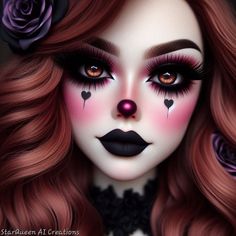 Colourful Halloween Makeup, Colorful Halloween Makeup, Clown Pictures, Lowrider Arte, Cute Art Drawings, Bratz Makeup, Professional Face Paint, Harley Quinn Drawing, Creepy Halloween Makeup