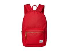 Herschel Supply Co. Settlement - Backpack Bags : Red 1 : Limited lifetime warranty. Don't be dragged down by oversaturated style. Revel in the clean, classic, and uncomplicated design of the Herschel Supply Co. Settlement backpack. School backpack with a classic silhouette in a durable polyester. Spacious main compartment can hold books, clothes, or other daily essentials. Interior sleeve pocket can hold up to a 15 laptop. Additional front compartment with a key clip. Internal media pocket for a Classic Backpack For Back To School, Classic School Backpack With Pockets, Classic Softback School Backpack, Classic Backpack With Zipper Closure For Back To School, Classic Nylon Backpack With Zipper Closure, Classic Red Backpack, Classic Nylon Backpack For Back To School, Classic School Backpack In Nylon, Classic Nylon School Backpack