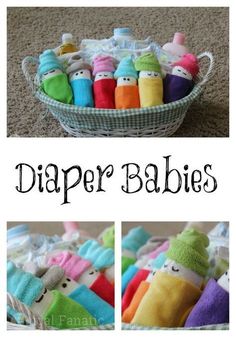 Check out these adorable diaper babies! These make the perfect baby shower gift idea and you can use items from the registry. Easy Baby Shower Gift, Diaper Gifts, Baby Shower Gift Ideas, Boy Baby Shower Ideas, Shower Gift Ideas, Baby Shower Crafts, Diy Baby Shower Gifts, Cadeau Baby Shower