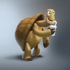 a tortoise holding a piece of paper in it's mouth