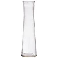 a tall glass vase with a white top and bottom is shown on a white background