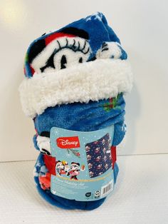 there is a blue towel with a cat in the hat on it