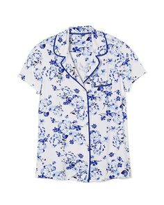 Soma Cool Nights Short Sleeve Grosgrain Trim Notch Collar Pajama Top Porcelain Floral White Classic Sleepwear For Pajama Party In Spring, Spring Collared Sleepwear With Pockets, Collared Sleepwear With Pockets For Spring, Perfect Bra Fit, Soma Intimates, The Vanishing, Perfect Bra, Notch Collar, Floral White