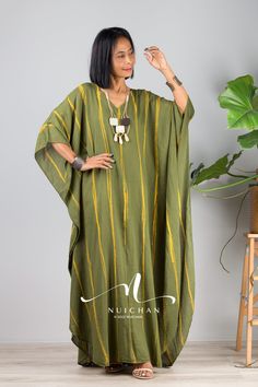 "Tie dye kaftan dress, Plus size cotton caftan dress, Long maxi dress, resort kaftan, summer kaftan, loose fit dress, oversized dress PRODUCT SIZE : One Size Fits Most up to size US 2XL These are the exact measurements from the dress, measured whilst laying flat >> * Chest : up to 52\" * Waist : 52\" * Hips : 52\" * Sleeve length from neckline to hem : 17\" * Length 54\" * Split : 25\" from hem upwards Lines and tone vary slightly from dress to dress as they are all uniquely handmade NOTE : * Mo Green Oversized Cotton Maxi Dress, Oversized Green Cotton Maxi Dress, Bohemian Maxi Dress With Batwing Sleeves For Summer, Oversized Green V-neck Maxi Dress, Oversized Bohemian Cotton Maxi Dress, Oversized Tunic Maxi Dress For Festivals, Green Loose Fit Long Maxi Dress, Green Oversized Casual Kaftan, Summer Tunic Maxi Dress With Natural Dye