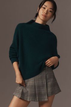 The Enza Ribbed Cashmere Sweater: Cropped Long-Sleeve Edition Twofer Sweater, White Cashmere Sweater, Sweater Cropped, Sweater Crop, Cashmere Jumper, Anthropologie Sweater, Wrap Sweater, Ribbed Sweater, Cashmere Sweater