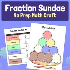 an ice cream sundae with the words, no prep math craft