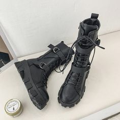 Chunky Boots Aesthetic, Ladies Ankle Boots, Motorcycle Boot, Midnight City, Goth Shoes, Boot Fashion, Fabric Boots, Dr Shoes, Nike Tennis