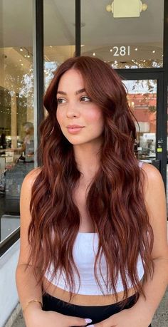 Dark Red Hair Copper, Dark Hair To Copper, Red Hair Trends 2023, Trending Hair Colour 2023, Ginger Dark Hair, Dark Auburn Copper Hair, Fall Hair Colors For Brown Eyes, Autumn Hair 2023, Dark Brown To Copper Hair