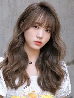 Korean Hair Colour 2023, Asian Hair Colour, Hair Designs For Girls, Round Face Hairstyles Long, Mocha Color Hair, Makeup Cantik, Hair Color Asian, Korean Hair Color, Crystal Drawing