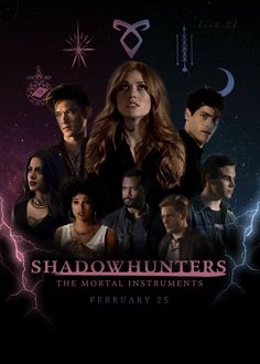 the poster for shadow hunters, which is featured as an image of people and lightning