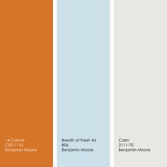 three different shades of blue, orange and white in the same paint color palettes