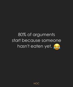 the text reads 80 % of arguments start because someone hasn't eaten yet,