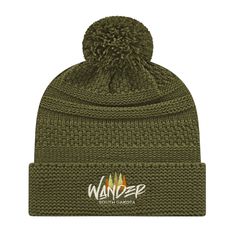 Stay warm in style this winter with the Cable Knit Beanie. Offering ultimate comfort and warmth, this winter beanie has a custom embroidery on the front, and comes with an optional faux fur pom. Constructed with high-quality materials, this beanie is perfect for keeping you warm all season long. Embroidery Location and Size: Front: 5"w x 2"h Description: 100% acrylic knit cap with cuff Style includes matching solid colored pom Polyester fleece lined earband Casual Knitted Hats For Winter Sports, Winter Outdoor Knit Beanie, Winter Sports Knitted Beanie, Winter Outdoor Crochet Hat, Winter Crochet Knit Hat For Outdoor, Winter Knitted Hat For Outdoor Activities, Winter Outdoor Knit Hats, Knitted Hats For Winter Outdoor Activities, Winter Knit Hat For Outdoor