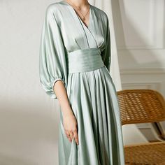 Styled from soft satin fabric, this beautiful puff sleeve dress is perfect for bridesmaids or guests. Synthetic silk V-neck Half sleeve, puff sleeve Back zip closure Waist belt High-low hem Hand wash, line dry Item #3150 ★★Please advise your Height and Weight, I will make sure you choose the right size. Cocktail Midi Dress, Green Formal Dresses, Elegant Outfit Classy, Green Cocktail, Modest Bridesmaid Dresses, Semi Formal Dress, Special Clothes, Semi Formal Dresses, Midi Cocktail Dress