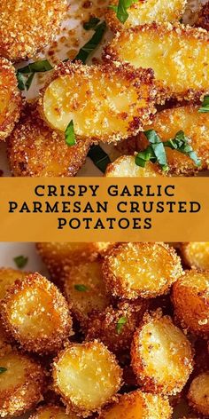 crispy garlic parmesan crusted potatoes are the perfect side dish for any meal