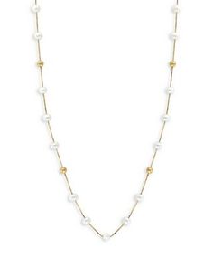 Bloomingdale's Fine Collection Cultured Freshwater Pearl & Polished Bead Station Collar Necklace in 14K Yellow Gold, 18 Collar Necklace, Fresh Water, Freshwater Pearls, Jewelry Accessories, White Gold, Yellow Gold, Collar, Beads, Yellow