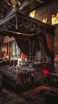 Embrace bold style with 🖤 Dramatic Gothic Decor Bedroom Ideas, featuring deep hues, ornate details, and stunning Goth Bedroom accents. Add the cozy elegance of Gothic Bedroom Aesthetic Cozy, paired with mysterious Dark Fantasy Bedroom Ideas for an unforgettable look. These Gothic Decor Bedroom concepts are perfect for a dramatic transformation. Click for more inspiration! #GothicRoomDesign #DarkFantasyStyle #MoodyDecorIdeas 🌑✨ Nola Decor, Vintage Boho Bedroom, Gothic Decor Bedroom, Gothic Bedroom, Masculine Bedroom, Victorian Bedroom, Feminine Bedroom, House Vibes, Bedroom Trends