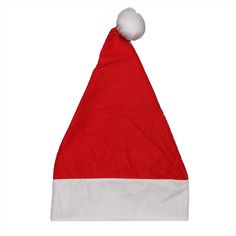 a red and white santa claus hat on a white background