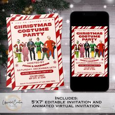 christmas costume party flyer template on an iphone