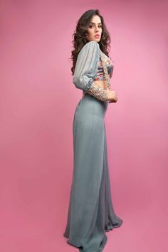 Silk Long Sleeve Pant Set For Party, Silk Long Sleeve Pantsuit, Spring Sets With Blouson Sleeves, Sets With Blouson Long Sleeves, Fitted Silk Pant Set For Party, Fitted Silk Pant Set With Long Sleeves, Party Sets With Sheer Long Sleeves, Festive Party Sets With Blouson Sleeves, Fashion Jumpsuits For Women