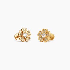 ✨ Enhance your style with the timeless elegance of this Gold Flower Stud Earring adorned with CZs. This exquisite earring features a delicate flower design, meticulously crafted with high-quality gold-plated metal and embellished with sparkling cubic zirconia stones, creating a captivating piece of jewelry that radiates beauty and sophistication. The flower symbolizes grace, beauty, and new beginnings, making this earring a meaningful accessory that celebrates nature's wonders. The intricate det Unique Gold Earrings, Cactus Necklace, Flower Earrings Gold, Everyday Wear Jewelry, Minimalist Flower, Grace Beauty, Bar Necklace Personalized, Flat Back Earrings, Minimalist Flowers