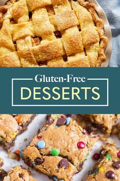 gluten - free desserts with text overlay