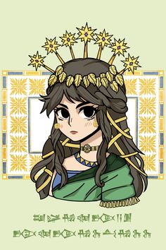 an anime character with long hair wearing a crown