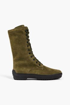 Suede Combat Boots, Boots For Woman, Tods Shoes, Shoes Boots Ankle, Marchesa, Dolce & Gabbana, Missoni, Stuart Weitzman, Army Green