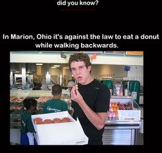 a man holding a box of doughnuts in front of his face with the caption, did you know?