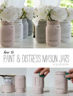 how to paint and distress mason jars