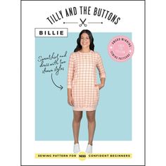 a woman wearing a pink dress and white tennis shoes with the words, till no the buttons