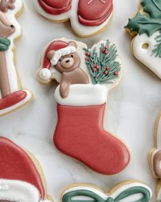 decorated cookies with christmas decorations and teddy bears