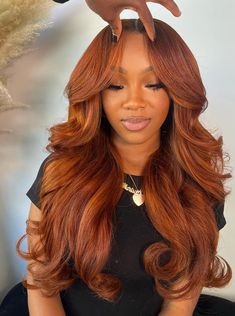 Ginger Brown Wig Black Women, Auburn Copper Hair Black Women, Red And Brown Hair Black Women, Halloween Costumes For Orange Hair, Copper Hair Wig, Copper Balayage Black Women, Copper Orange Hair On Black Women, Auburn Sew In Black Women