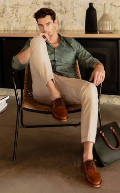 Khaki Wedding Guest Outfit Men, Semi Formal Outfit Ideas For Men, Mens Event Outfit, Male Outfits Semi Formal, Beige Pant Outfits Man, Mens Khaki Pants Outfit Casual Classy, Chinos Men Outfit Formal, Men Semiformal Outfit, Semi Casual Shoes For Men