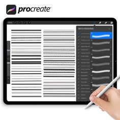 a person holding a pen and drawing on an ipad with the procreate app