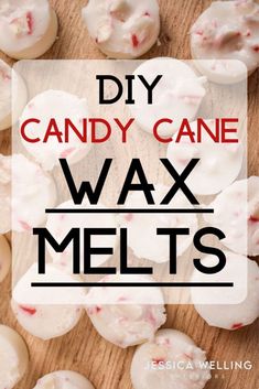 homemade candy cane wax melts with text overlay that reads diy candy cane wax melts