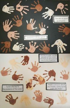 handprints are displayed on the side of a wall