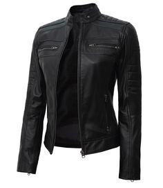 Specification: 100% Real Lambskin Leather. The style for all seasons. Internal full lined with skin-friendly viscose. Decorative seam and shoulder details. Erect collar with smooth zip YKK closure. Four exterior pockets and two inside pockets. One extra inside pocket for cell phone. Check measurements via a size chart for a better fit. Black Cafe Racer, Racer Leather Jacket, Leather Jacket For Women, Cafe Racer Leather Jacket, Motorcycle Jacket Women, Cafe Racer Style, Cafe Racer Jacket, Womens Black Leather Jacket, Racer Jacket