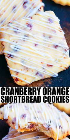 cranberry orange shortbread cookies with white icing