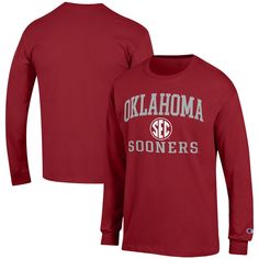 a red long - sleeved shirt with the word, oklahoma pioneers on it