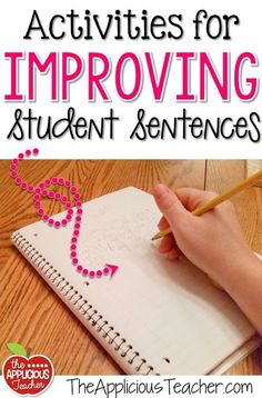 a hand writing on a notebook with the words, activities for improvement and student experiences