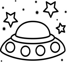 a black and white image of a spaceship with stars