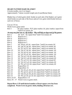 the printable instructions for how to make a heart shaped baby blanket with numbers on it