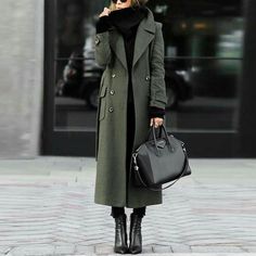 Description Product Name Women Classic Turn-down Collar Elegant Trench Long Coat SKU Gins0734C93DA7D5 Material Polyester fiber Style Fashion Occasion Party,Clubwear,Daily life Popular Element Women Overcoat Product no. YX20181023 Please Note All dimensions are measured manually with a deviation of 1 to 3cm Long Green Coat, Chique Outfit, Green Trench Coat, Fashion Curvy, Women Overcoat, Black Knit Sweater