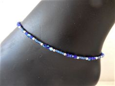 Great anklet for every day wear. Made with 3mm Czech AB Fire Polish beads, seed beads in matching color and sterling silver round beads. Finished with sterling silver clasp and ring. Please feel free to ask any questions you may have about this item while deciding on your purchase, and thank you for shopping with McKean Creations. Marcia Blue Anklets With Tiny Beads, Pearl Ankle Bracelet, Spiritual Bracelets, Beaded Ankle Bracelets, Beautiful Anklet, Crystal Anklet, Beaded Ankle, Pearl Anklet, Daughter Jewelry